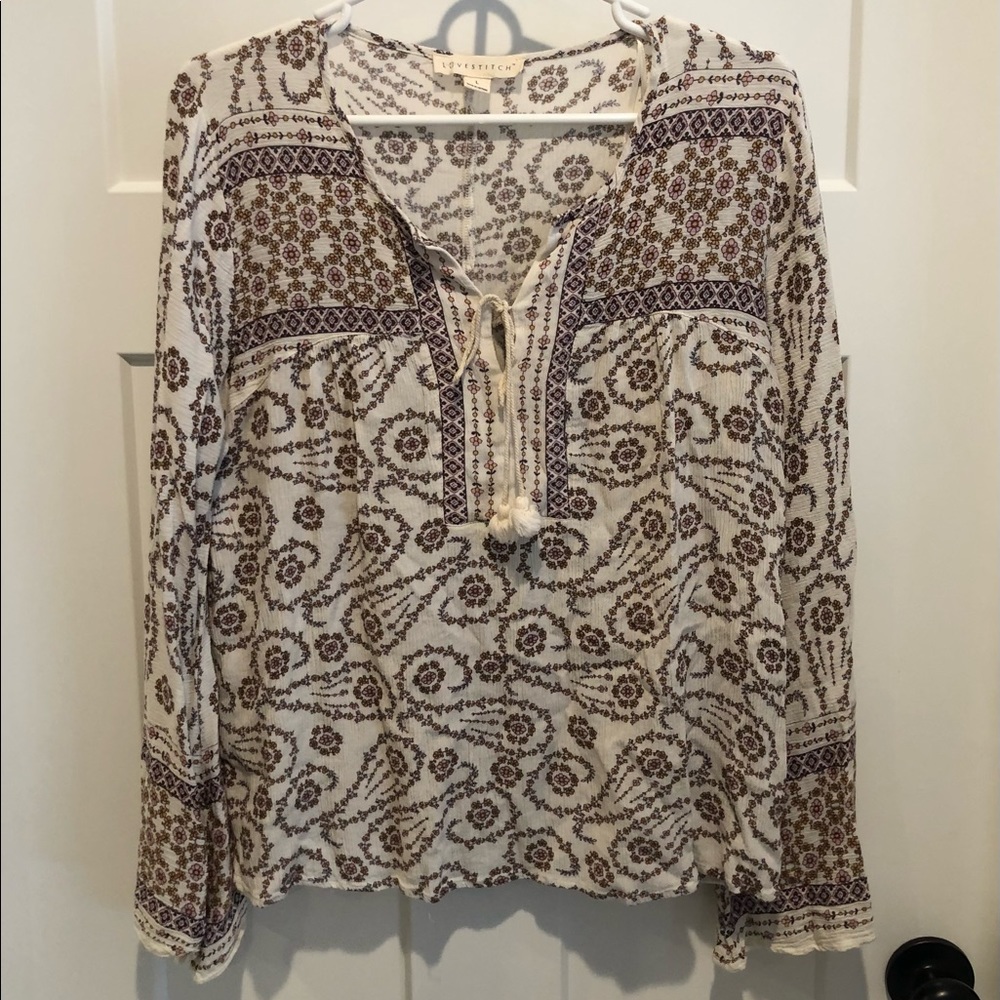 Love Stitch Boho Floral Tunic Blouse